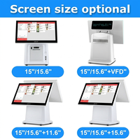 Sistema POS GSAN de 15.6 Pulgadas con Pantalla Táctil Dual, Todo en Uno, Caja Registradora con Impresora de 80 mm para Supermercado