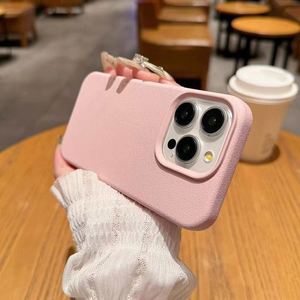 Coque de téléphone de protection à bord enveloppé effet galet litchi couleur bonbon pour iPhone 17 16 15 14 13 12 11 Pro Max Plus – Vente Flash - Product Image 3