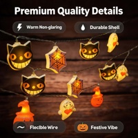 Luces LED de Halloween con Formas Variadas, Gato de Cheshire, Fantasma, Telaraña, Calabaza, Luces Decorativas para Ventanas, Lámpara Colgante de 3m