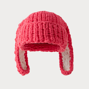 Chapeau en tricot crochet long SOLPOP en forme de lapin pour femmes, couvre-chef chaud d'hiver, pull-over, <span class=keywords><strong>cagoule</strong></span>, fil épais fait à la main, bonnet à oreilles de lapin - Product Image 2