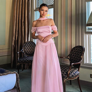 Vestido de Noche Elegante de Gasa con Hombros Descubiertos para Mujer, Vestido Largo de Línea A, Vestido Maxi para Fiesta de Graduación, Boda, Evento Formal 2025 - Product Image 2