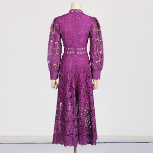 Abito da sera con ricamo di lusso a vita alta da donna elegante abito in pizzo a maniche lunghe <span class=keywords><strong>verde</strong></span> <span class=keywords><strong>smeraldo</strong></span> - Product Image 5