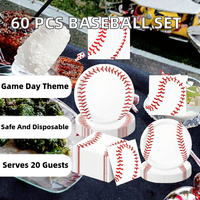 DAMAI Décorations d'anniversaire sur le thème du baseball modernes, assiettes jetables sans BPA, serviettes, ensemble de vaisselle pour les fêtes d'anniversaire et les jours de match