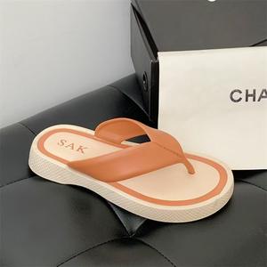 Chanclas de Moda para Mujer, Diseño Colorblock, Forro de Cuero Resistente, Antideslizantes, para Primavera, Uso en Casa, Playa y Exteriores - Product Image 3