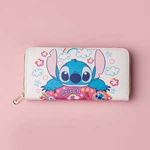 Dompet Panjang PU Laris untuk Pelajar, Dompet Resleting Kartun Stitch dengan Tempat Kartu dan Kantong Koin - Product Image 4