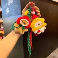 Porte-clés créatif et écologique en peluche douce et durable, motif bonhomme en pain d'épices de Noël, imprimé en sérigraphie, pour décoration de sac