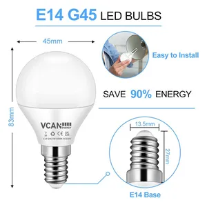 VCAN E14 Glühlampe 5W Warmweiß 3000K 450LM Große Edison-Schraube in Glühbirnen Nicht dimmbare G45 Golfball Energie sparende LED-Lampe