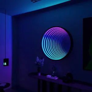 Infinity-Lámpara LED de pared con espejo, decoración de pared con espejo, cambio de color RGB geométrico, iluminación mágica sin fin, Portal holográfico, 360