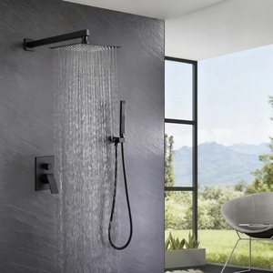 Juego de Ducha Empotrado Crystal Sugar 4285, Montado en la Pared, Color Negro, con Cabezal de Lluvia, Estilo Hotel - Product Image 1