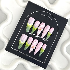 Automne <span class=keywords><strong>hiver</strong></span> haut de gamme français pétale manucure patchs à la main portable doigts amande européen américain ongles artificiels - Product Image 2