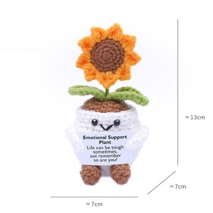 Planta de girasol en maceta de ganchillo hecha a mano, muy vendida, planta grande en maceta con forma de llama, decoración de muñeca de ganchillo para bote de basura - Product Image 5
