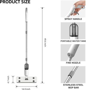 360ถูพื้นแบบหมุนเคลื่อนย้ายได้อุปกรณ์ทำความสะอาดพื้นผ้าไมโครไฟเบอร์แบบสเปรย์ไม่ต้องใช้มือสำหรับทำความสะอาดพื้น - Product Image 2