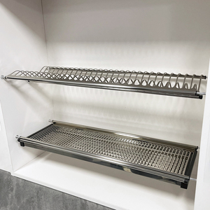 Égouttoir à vaisselle en acier inoxydable 304 au design moderne pour cuisine, installation facile dans les armoires avec rangement en plastique pour la vaisselle - Product Image 1
