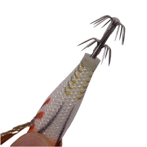 Señuelos de pesca flotantes de calamar Sutte de 80mm, cebos luminosos de camarones de madera, anzuelos de tela de calamar, camarones <span class=keywords><strong>EGI</strong></span> brillantes - Product Image 6