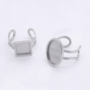 Stainless Steel Ring Settings Oval <b>Square</b> <b>Adjustable</b> DIY Jewelry Findings For Craft Making - Product Image 4