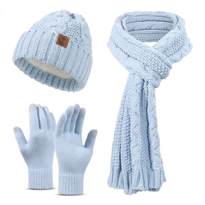 2025 nuovo arrivo uomo <span class=keywords><strong>donna</strong></span> spiaggia all'aperto acrilico tre pezzi cappello <span class=keywords><strong>e</strong></span> <span class=keywords><strong>guanti</strong></span> Set tinta unita cappello lavorato a maglia per l'inverno caldo - Product Image 2