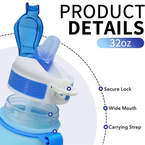 Botella de Agua Deportiva Motivacional de 1L, Taza de Plástico Portátil con Gradiente, Libre de BPA y de Grado Alimenticio, <span class=keywords><strong>para</strong></span> Gimnasio, Fitness y Entrenamiento - Product Image 4