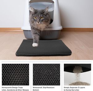 Alfombrilla para Caja de Arena para Gatos, Fácil de Limpiar, Ecológica, de Doble Capa, Impermeable, Antideslizante, de Material EVA, Accesorio Grande para Caja de Arena - Product Image 3