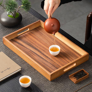 Vassoi color noce cinese, tazze da tè in bambù, piattini, frutta e dessert per la casa, piatti in legno Kung Fu, utensili da caffè, vassoi da tè - Product Image 4