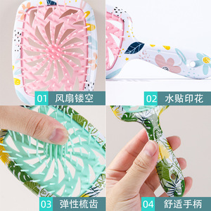 WanMei Printed Hollow <b>Comb</b> With <b>Heat</b> Transfer Design For Scalp Massage And Hair Styling - Product Image 3