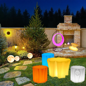 Muebles de Exterior RGB de 16 Colores con Luz LED/Muebles LED Iluminados, Juego de Muebles de Bar de Plástico para Hoteles, Juego de Mesa y Sillas - Product Image 5