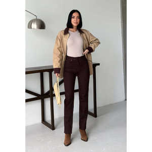 Jean en denim respirant à rayures, taille XL, coupe droite, style vintage, pour femme, idéal été comme hiver - Product Image 3