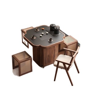 Modern Four Leaf Clover Solid Wood Tea <b>Table</b> 68x68 Cm Movable Living Room <b>Coffee</b> <b>Table</b> For <b>Small</b> Apartment Balcony Use - Product Image 5