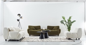 Sofá Cama Moderno Poli de Tres Plazas con Patas de Metal, Tapizado de Chenilla, Tela Resistente a las Manchas, Esponja Suave y Cómoda, Estructura Duradera para Villa - Product Image 6