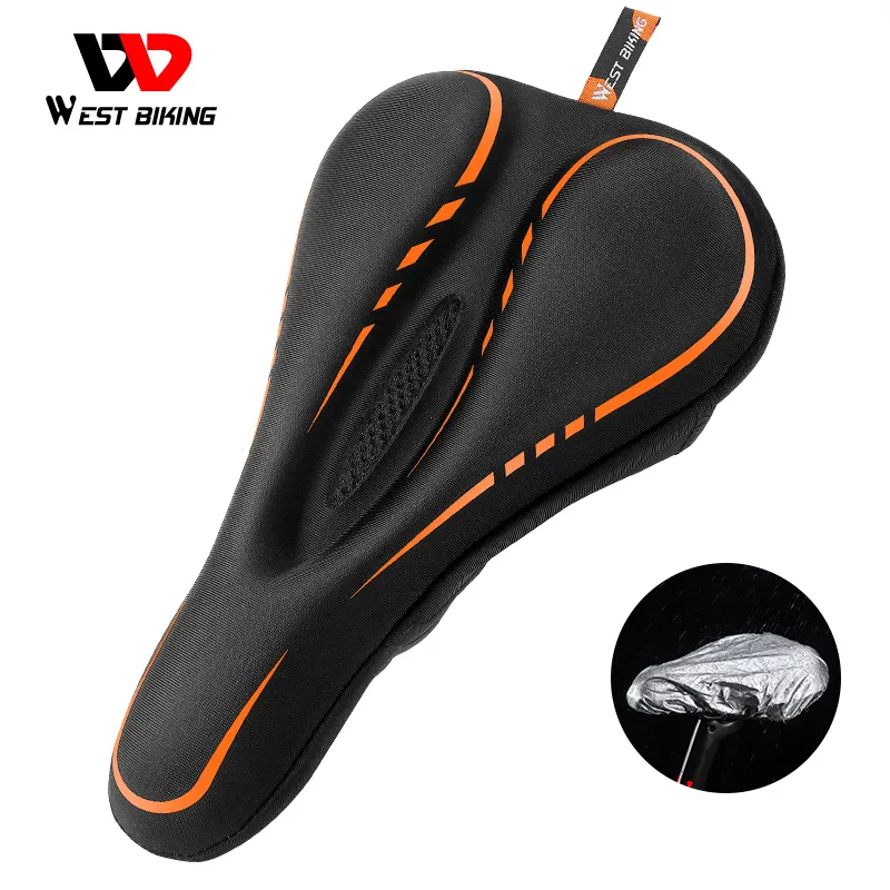 WEST BIKING Silicone High Elastic Bike Bicycle Saddle Cover Soft Seat Comfortable Cushion Cover Black High Quality Cushion Cover