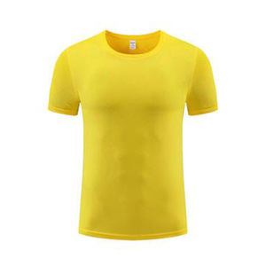 Round <b>Neck</b> Quick Drying Short Sleeve T Shirt Yellow Polyester Solid Color Leisure Workwear Activity Clothing Team Building - Product Image 1