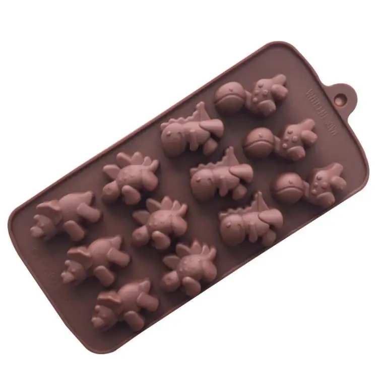 हॉट सेल्स 12 कैविटी डायनासोर आकार सिलिकॉन मोल्ड 3डी एनिमल आइस क्यूब ट्रे DIY कुकी कैंडी चॉकलेट मोल्ड्स