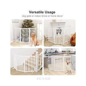 Barrière pour animaux de compagnie autoportante extra haute de 36 pouces, moderne et écologique, en bois massif, pliable, avec pieds de support - Product Image 3