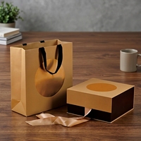 Boîte Cadeau Rigide Portable Personnalisée avec Logo, Fenêtre Estampillée à Chaud Dorée, Fermeture Magnétique et Poignée en Ruban pour Cosmétiques, Bijoux, Thé