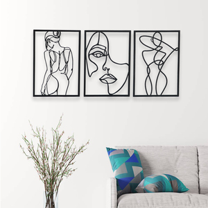 Modern Luxury <strong>Abstract</strong> Floral <strong>Metal</strong> <strong>Wall</strong> <strong>Art</strong> - Black Iron Geometric <strong>Wall</strong> Decor for Living Room &amp; Bedroom, 27x40cm - Product Image 1
