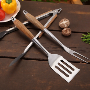 Thép không gỉ BBQ công cụ thiết lập với Keo Gỗ xử lý cắm trại BBQ công cụ Kit nướng thịt nướng phụ kiện nấu ăn ngoài trời - Product Image 2