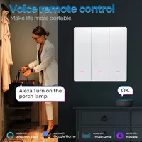 Interruptor de Luz Inteligente Tuya con Wi-Fi, Control por Aplicación, Control con Botón, Compatible con Cable Neutro/Sin Cable Neutro, Compatible con Alexa y Google Home