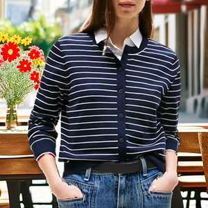 Cardigan en tricot pour femme, boutonné, manches courtes, en laine acrylique, impression numérique, logo personnalisé, écologique, motif floral vintage, décontracté - Product Image 2