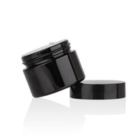 Offre Spéciale de luxe noir 50ml visage crème pour les yeux beurre corporel rond emballage cosmétique pot en verre avec couvercle noir et joint