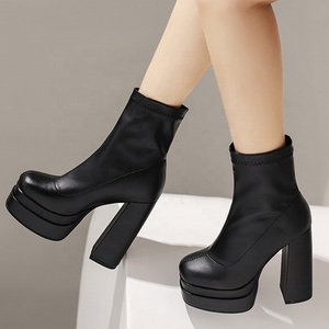 Fashion Concise Ankle Boots Comfortable Women Casual <b>Shoes</b> Anti-slip Sole Platform Walking High Heel Winter Big Size 48 - Product Image 4