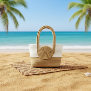 Nouveauté 2026 : Sacs cabas en corde de coton tressée à deux poignées pour <span class=keywords><strong>femme</strong></span>, sacs à bandoulière de vacances, sacs à main carrés au crochet pour <span class=keywords><strong>femme</strong></span> - Product Image 4