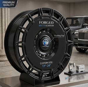 Jantes forgées personnalisées de 17 à 24 pouces, noir brillant, 5 branches, en alliage, avec capuchons flottants, compatibles avec Rolls-Royce Cullinan, <span class=keywords><strong>Mercedes</strong></span> G63, BMW - Product Image 1