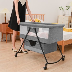 <span class=keywords><strong>Culla</strong></span> Portatile Pieghevole Multifunzionale in Tessuto Peluche per Neonati con Ruote - Product Image 4