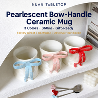 350ml Nordic 3D Creative Pearl Glaze Bow Porcelain Ceramic Coffee Mug Aman untuk Mesin Cuci Piring Minimalis Bisnis Ekonomis Hadiah untuk