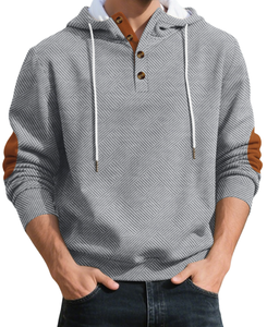 Sudadera con capucha de Jacquard de gran tamaño de moda minimalista transfronteriza europea-americana para hombre (manga larga) - Product Image 1