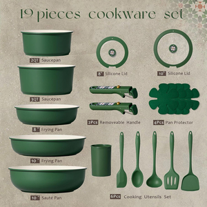 Ollas de Cocina de Alta Calidad con Tapas de Vidrio, Asas Desmontables, Aptas para Lavavajillas y Horno, para Estufas de Gas e Inducción, Juego de Utensilios de Cocina de Cerámica - Product Image 4