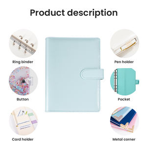 Carpeta de anillas bonita personalizada de 6 anillos dorados, tamaño A6, planificador diario de cuero PU, cuaderno transparente, sobres de efectivo, regalo de recarga - Product Image 5