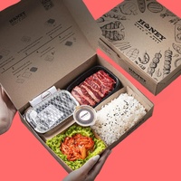 Boîte à lunch jetable personnalisée pour barbecue à emporter avec grilles à charbon de bois intégrées, ensemble d'emballage en papier