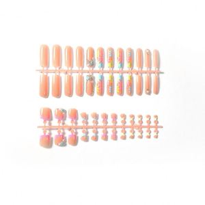 Juego <span class=keywords><strong>de</strong></span> <span class=keywords><strong>Uñas</strong></span> Acrílicas para Dedos <span class=keywords><strong>de</strong></span> los Pies, Diseño Tropical <span class=keywords><strong>con</strong></span> <span class=keywords><strong>Flores</strong></span> Coloridas, Estilo Francés, Corazón, Hechas a Máquina, 24 Piezas, <span class=keywords><strong>Uñas</strong></span> Acrílicas al por Mayor, <span class=keywords><strong>Uñas</strong></span> Postizas - Product Image 4