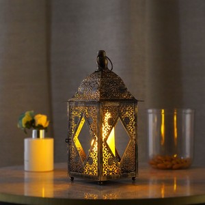Lanterna Marocchina Ferro Traforato Portacandele Vintage Festa Ambiente Decorazione Casa Artigianato - Product Image 1