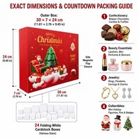 Boîte de calendrier de l'Avent de Noël 30x7x24cm avec fermeture magnétique rouge, compte à rebours de 24 jours, boîte surprise à tiroirs pliables, boîte cadeau en gros